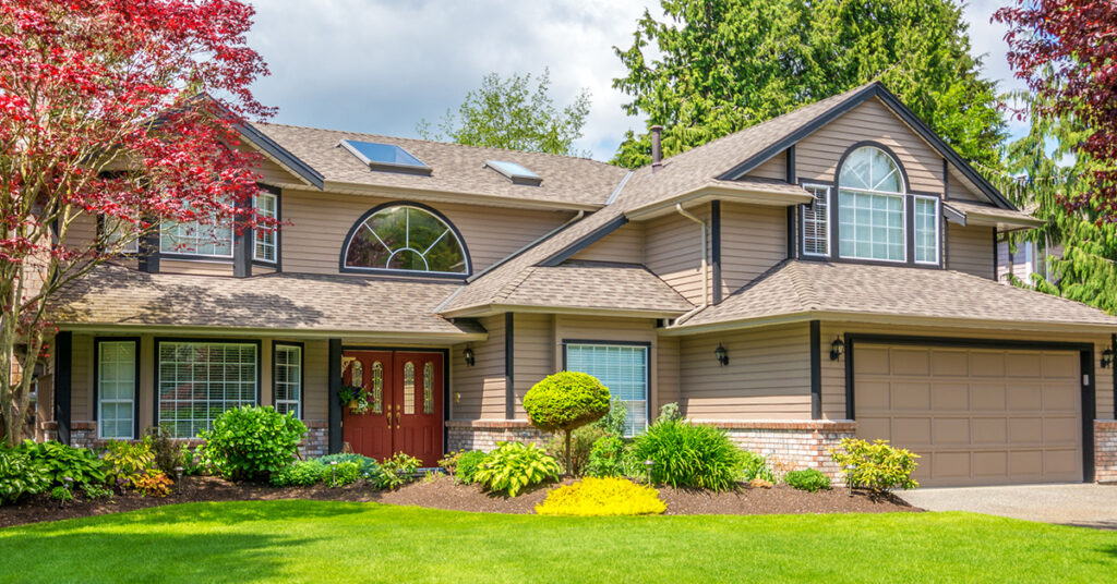 Eye-catching home with updated siding.